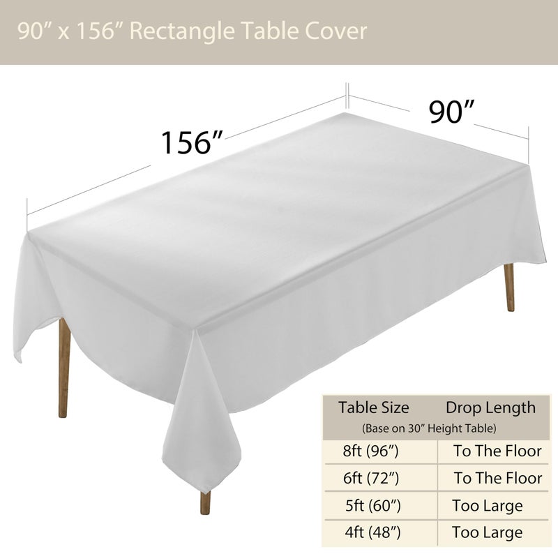 Craft And Party Rectangle Tablecloth, 90 x 156 Inch White Tablecloth, 8ft Rectangle Table Cloth, Polyester Fabric Washable Tablecloth for Home, Party, Wedding or Restaurant Use. - Image 3